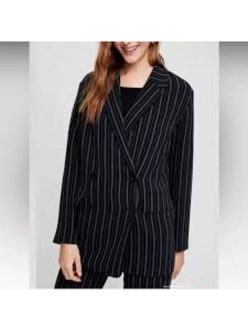 Wilfred Cherrelle Black & White Pin Striped Double Breasted Blazer Size S